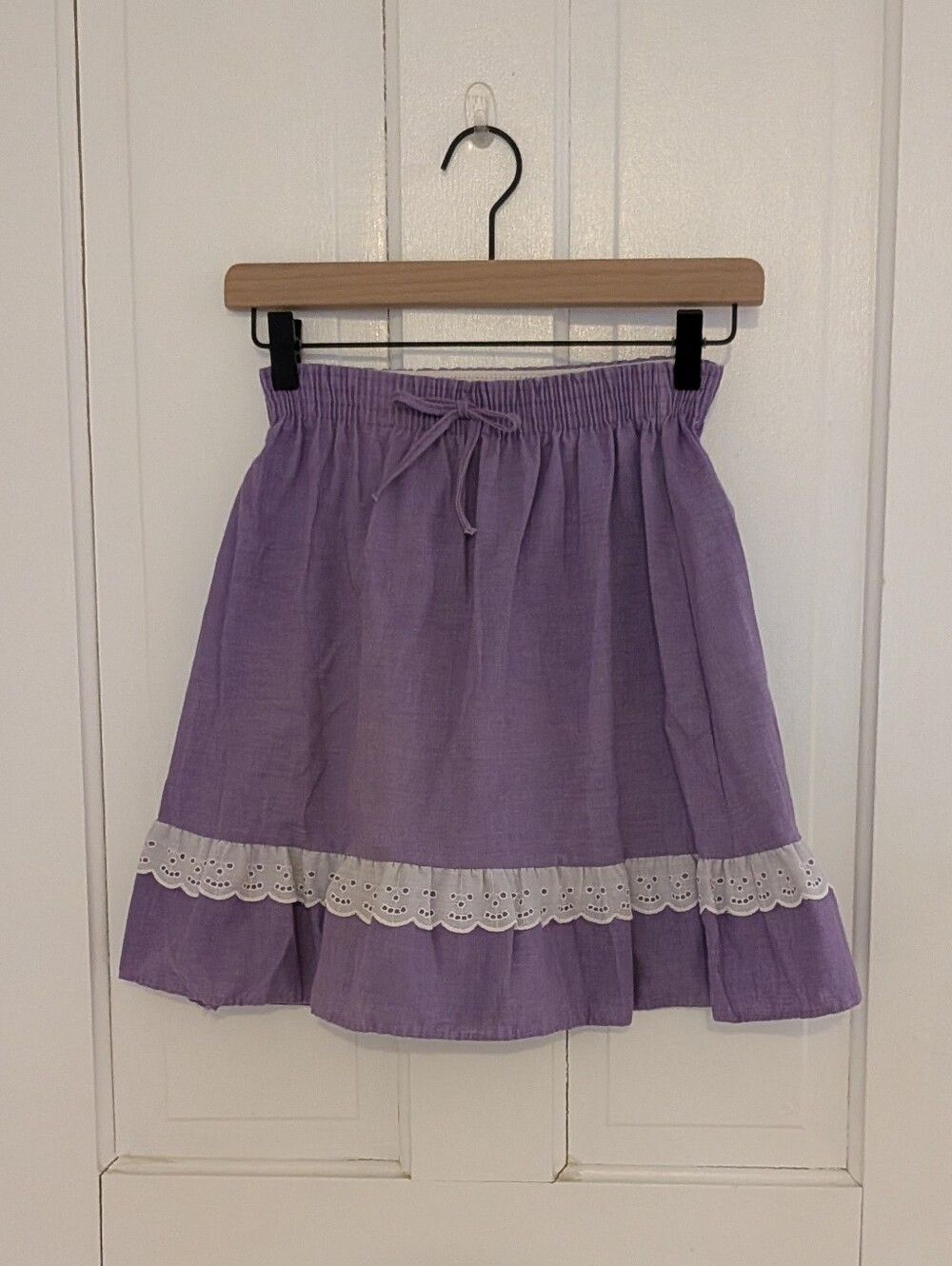 Vintage Bonnie Jane purple skirt with white eyelet trim and elastic waist 6x